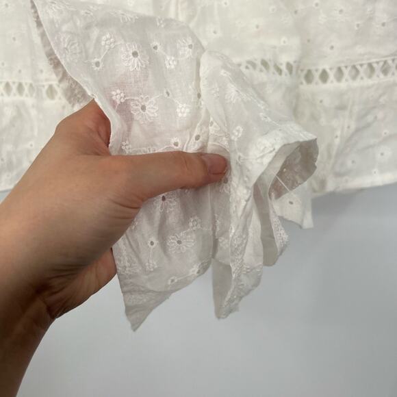 Indikah White Eyelet Ruffle Hem Romper - Picture 3 of 8